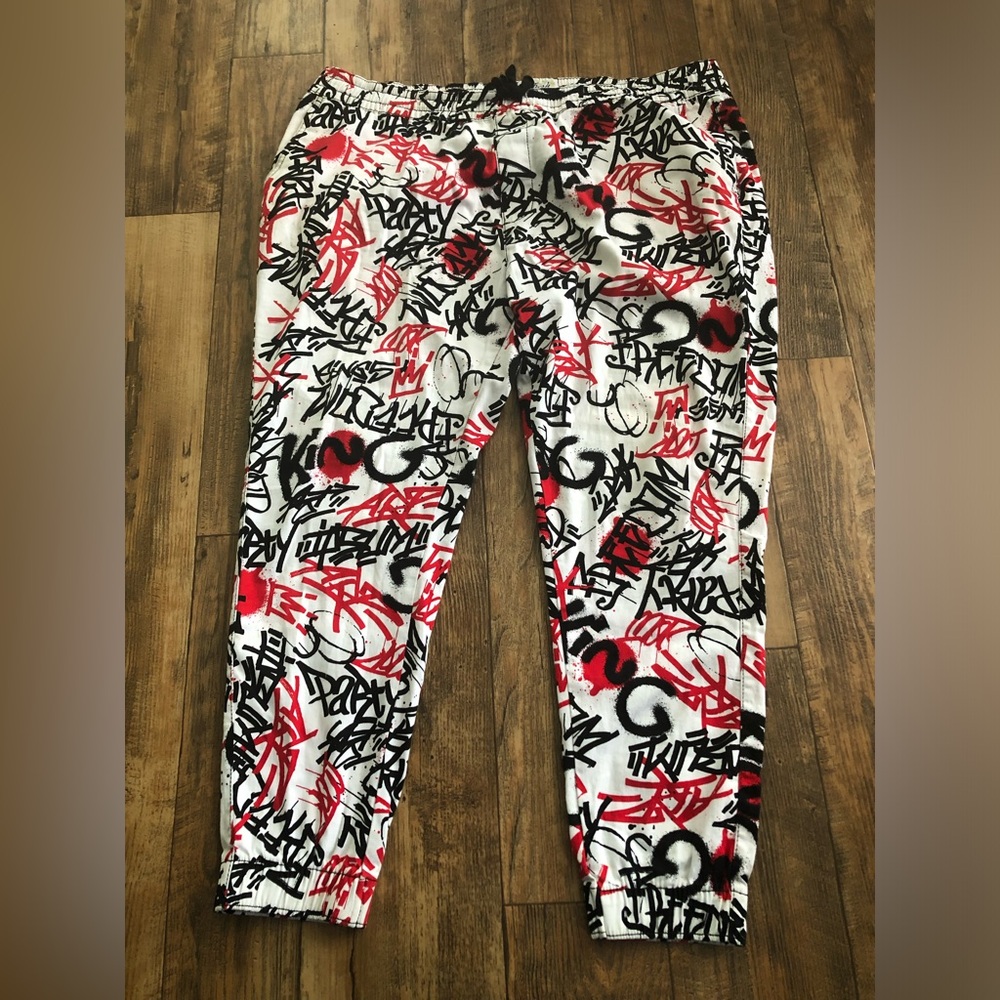 Mens fresh prints of bel air XXXXL 4xl pants stretch twill red black white king